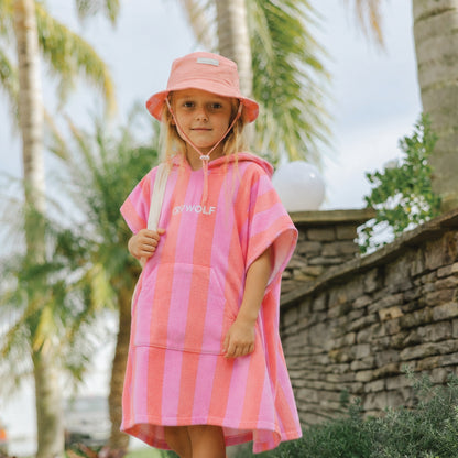 Cry Wolf - Hooded Towel / Flamingo Stripe