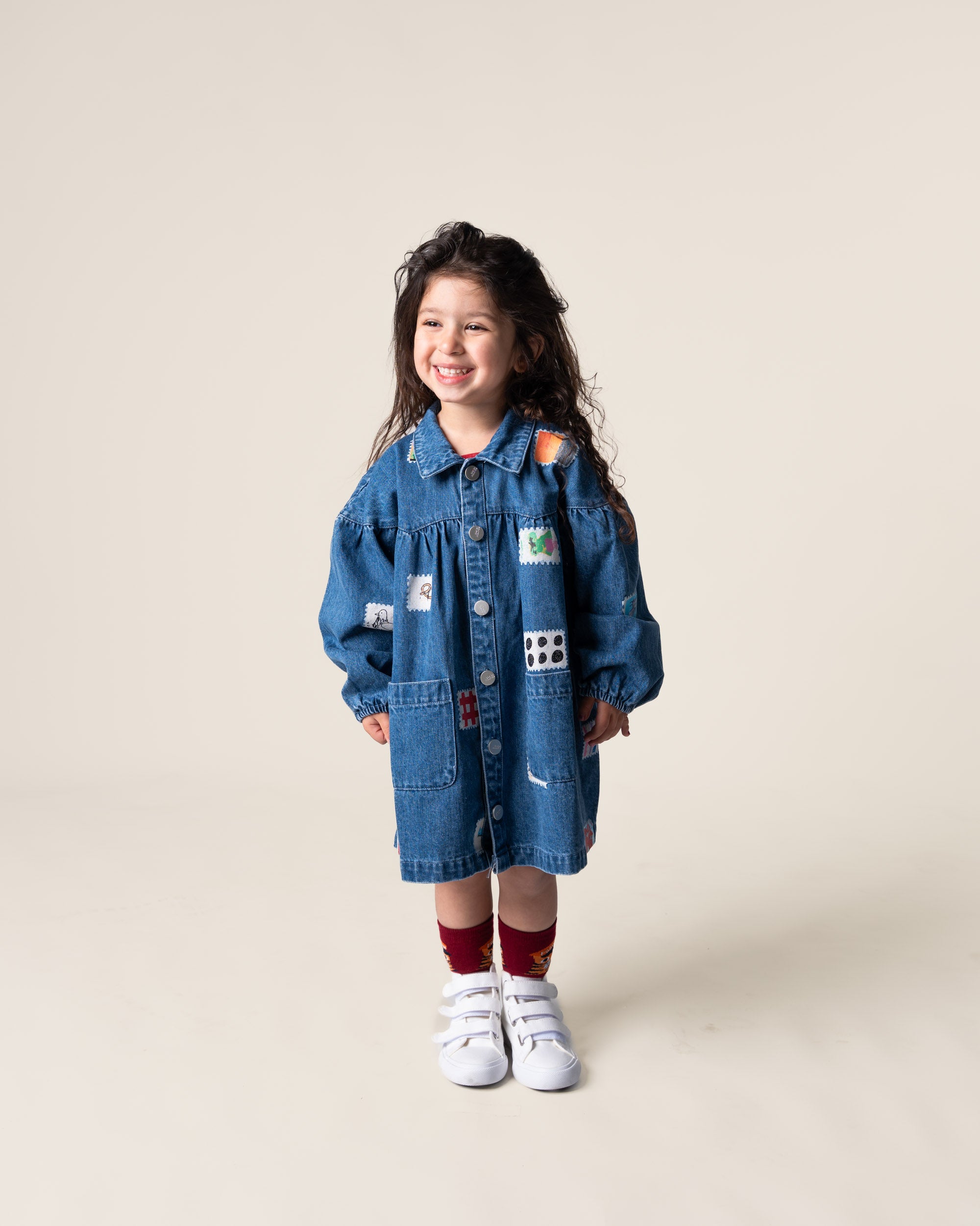 Das Ist Maurice - Denim Smock Dress / Stamps