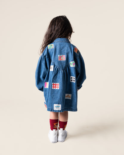 Das Ist Maurice - Denim Smock Dress / Stamps