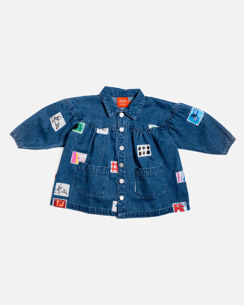 Das Ist Maurice - Denim Smock Dress / Stamps