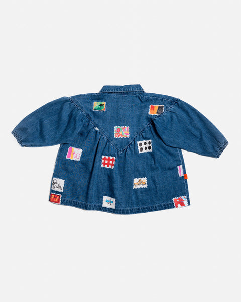 Das Ist Maurice - Denim Smock Dress / Stamps