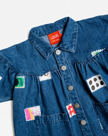 Das Ist Maurice - Denim Smock Dress / Stamps