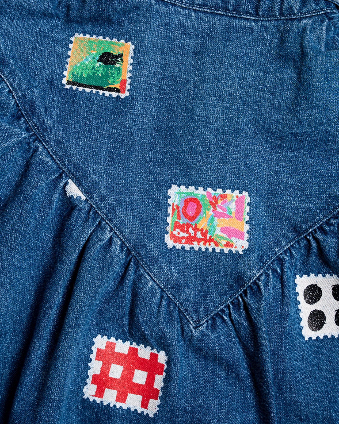 Das Ist Maurice - Denim Smock Dress / Stamps