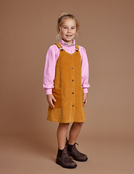 Goldie & Ace - Polly Corduroy Pinafore Dress / Golden