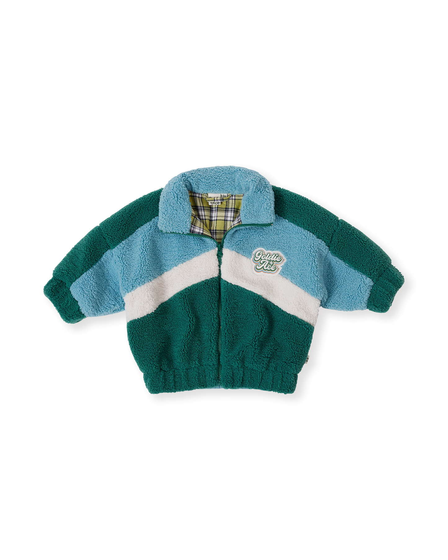 Goldie & Ace - Frankie Sherpa Jacket / Teal-Cream-Dark Jade