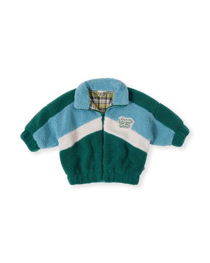 Goldie & Ace - Frankie Sherpa Jacket / Teal-Cream-Dark Jade