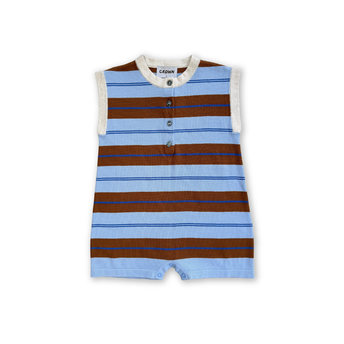 Grown Clothing - Organic Knitted Club Stripe Button-Up Romper / Bubble