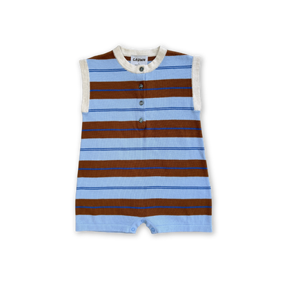 Grown Clothing - Organic Knitted Club Stripe Button-Up Romper / Bubble