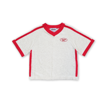 Grown Clothing - Organic Knitted Contrast Tee / Fiesta & Coconut