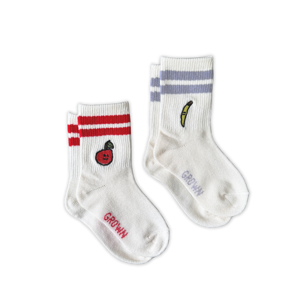 Grown Clothing - 2-Pack Fruit Salad Cotton Socks / Milk