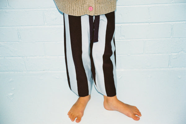 Grown Clothing - Organic Striped Knit Pants / Plum & Haze