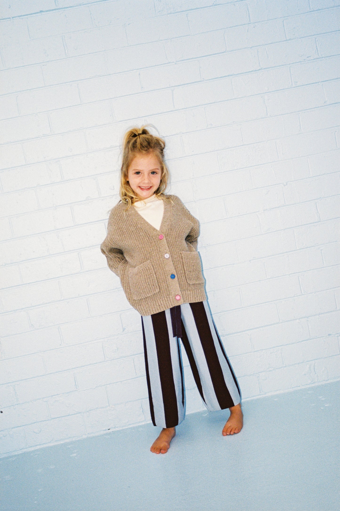 Grown Clothing - Organic Striped Knit Pants / Plum & Haze
