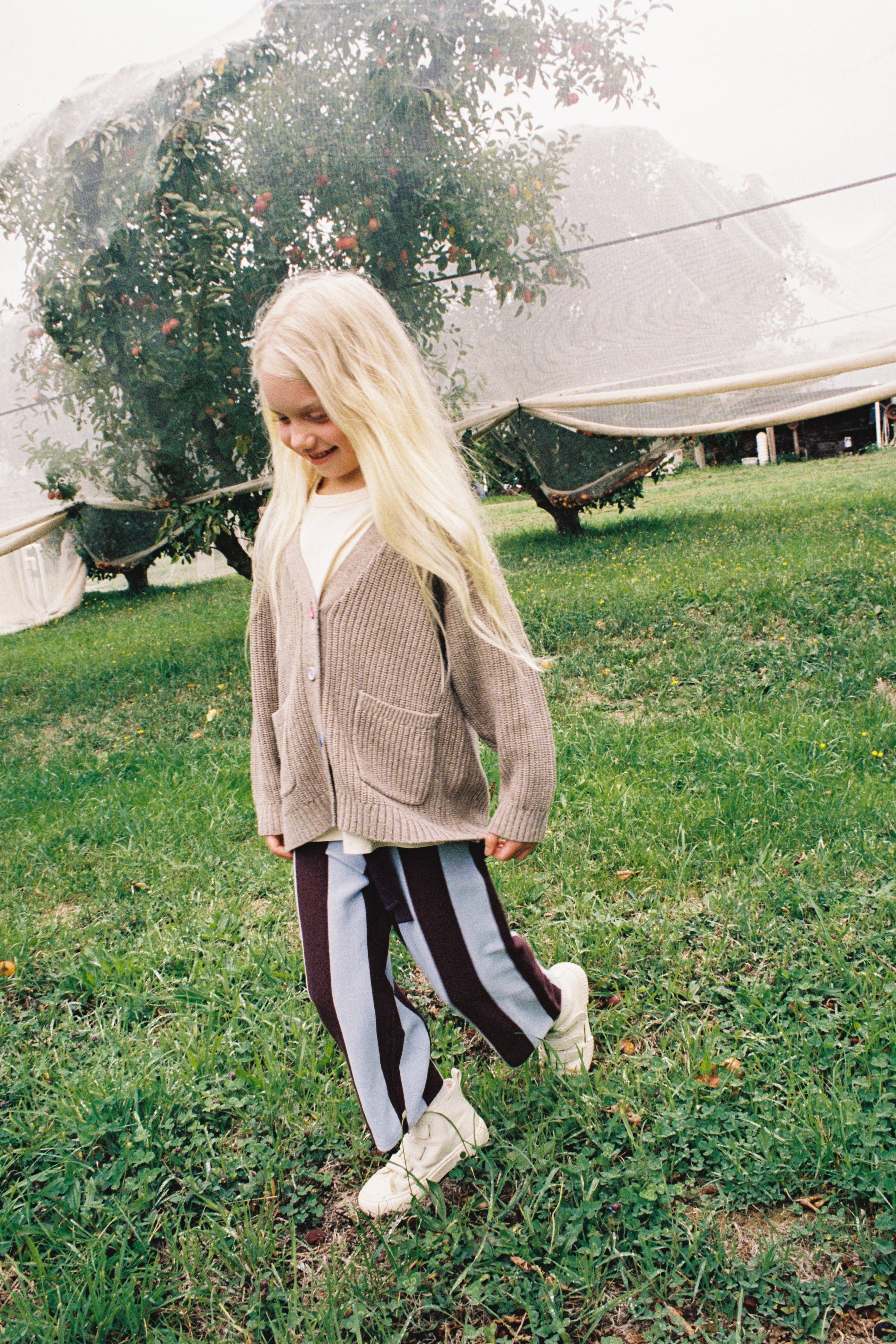 Grown Clothing - Organic Striped Knit Pants / Plum & Haze
