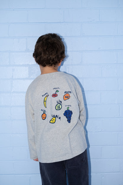 Grown Clothing - Organic Fruit Salad Long Sleeve Tee / Grey Marle