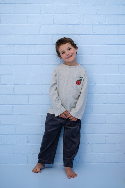 Grown Clothing - Organic Fruit Salad Long Sleeve Tee / Grey Marle