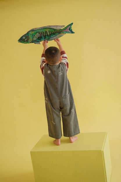 Grown Clothing - Fishy Business Denim Jumpsuit / Ash