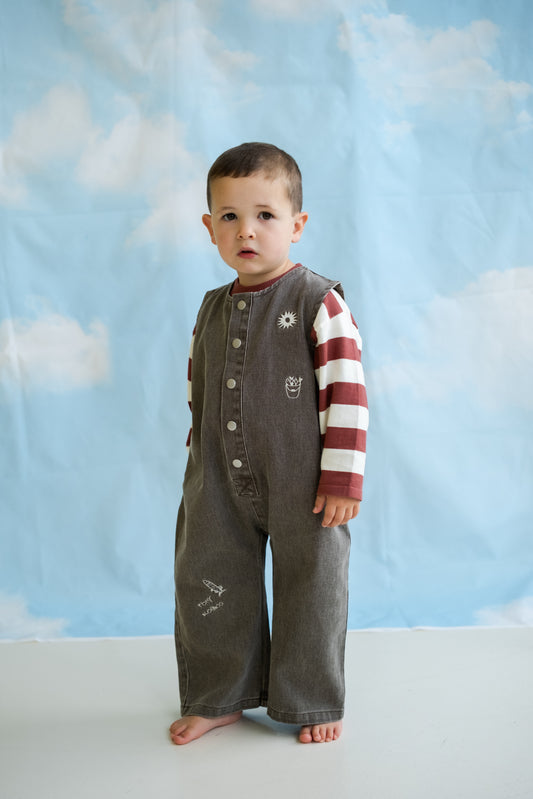 Grown Clothing - Fishy Business Denim Jumpsuit / Ash