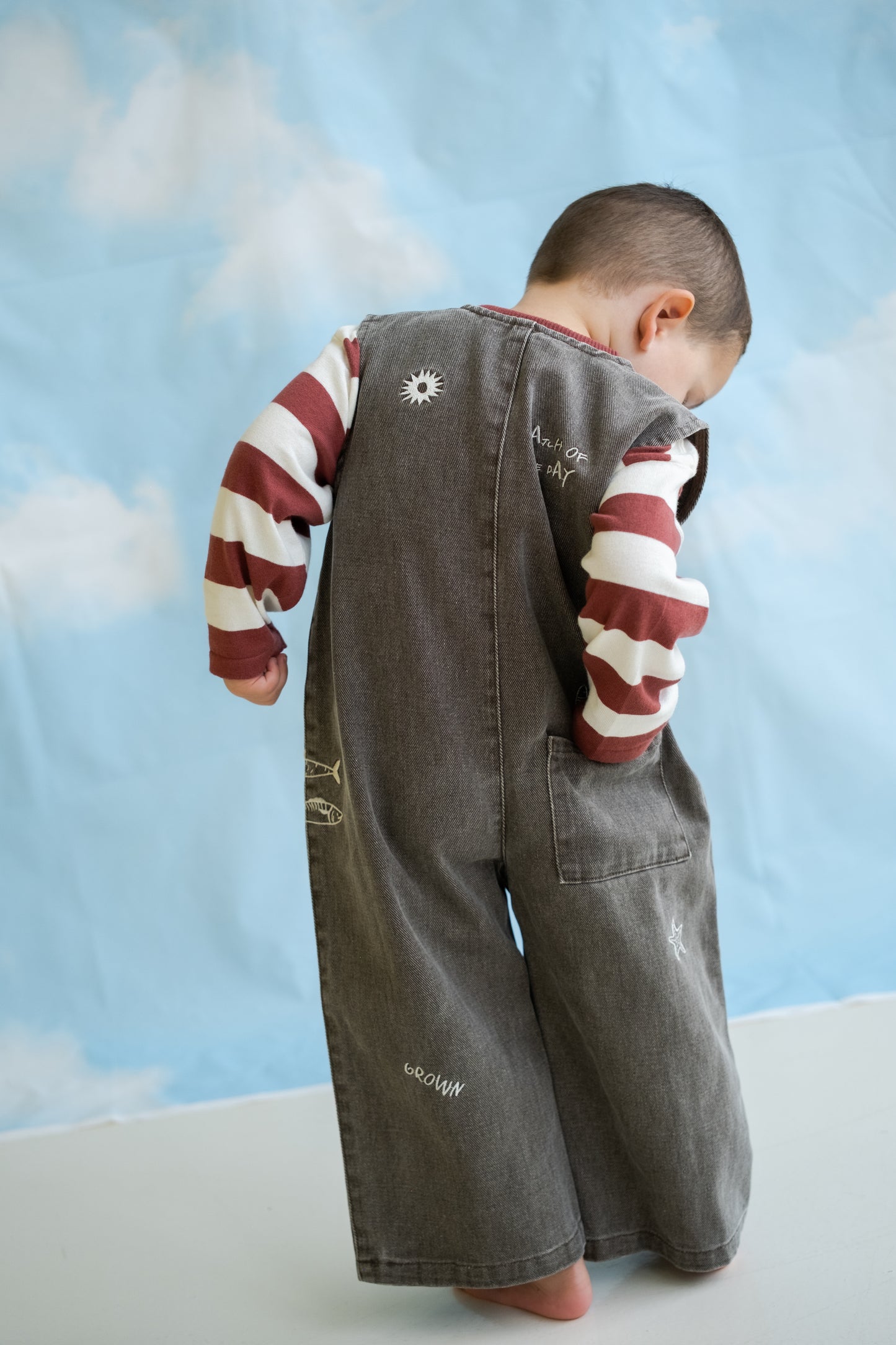 Grown Clothing - Fishy Business Denim Jumpsuit / Ash