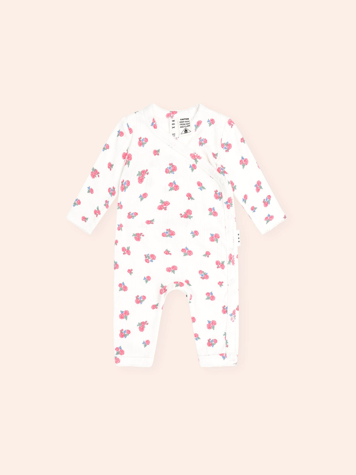 Huxbaby - Floral Pointelle Kimono Romper