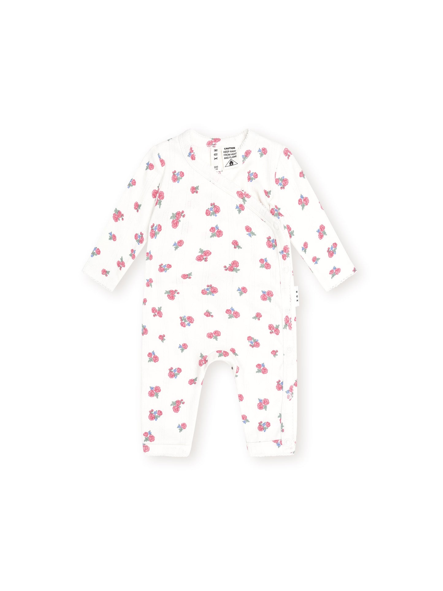 Huxbaby - Floral Pointelle Kimono Romper