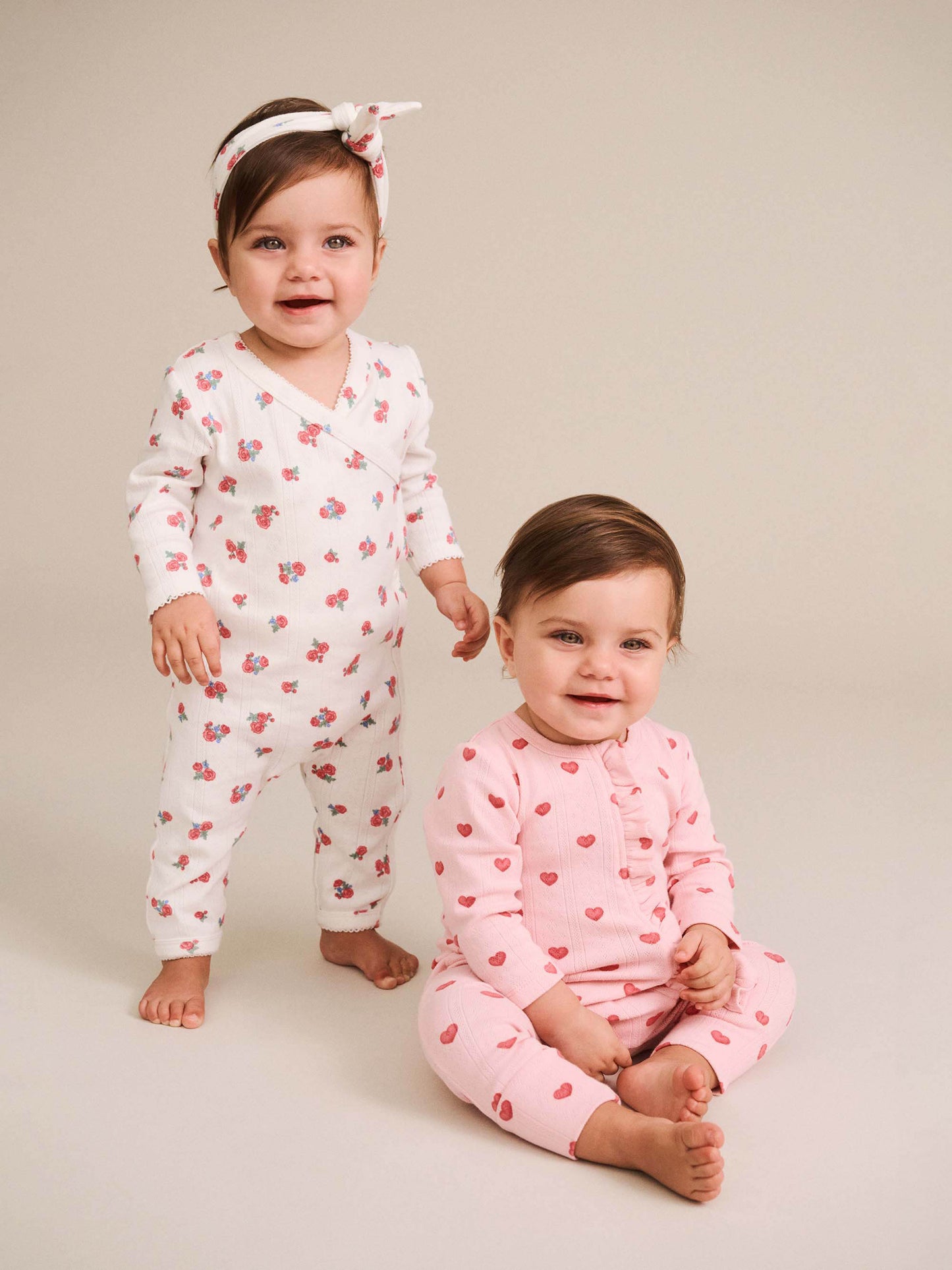 Huxbaby - Floral Pointelle Kimono Romper