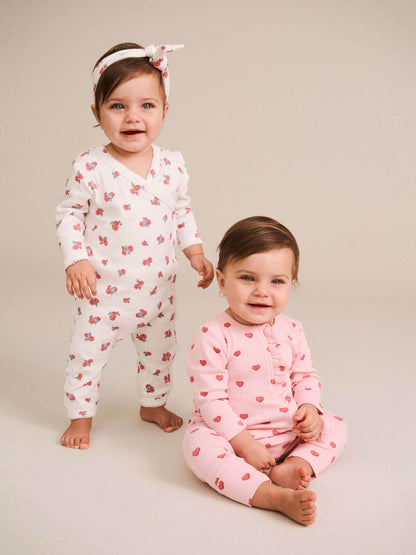 Huxbaby - Floral Pointelle Kimono Romper