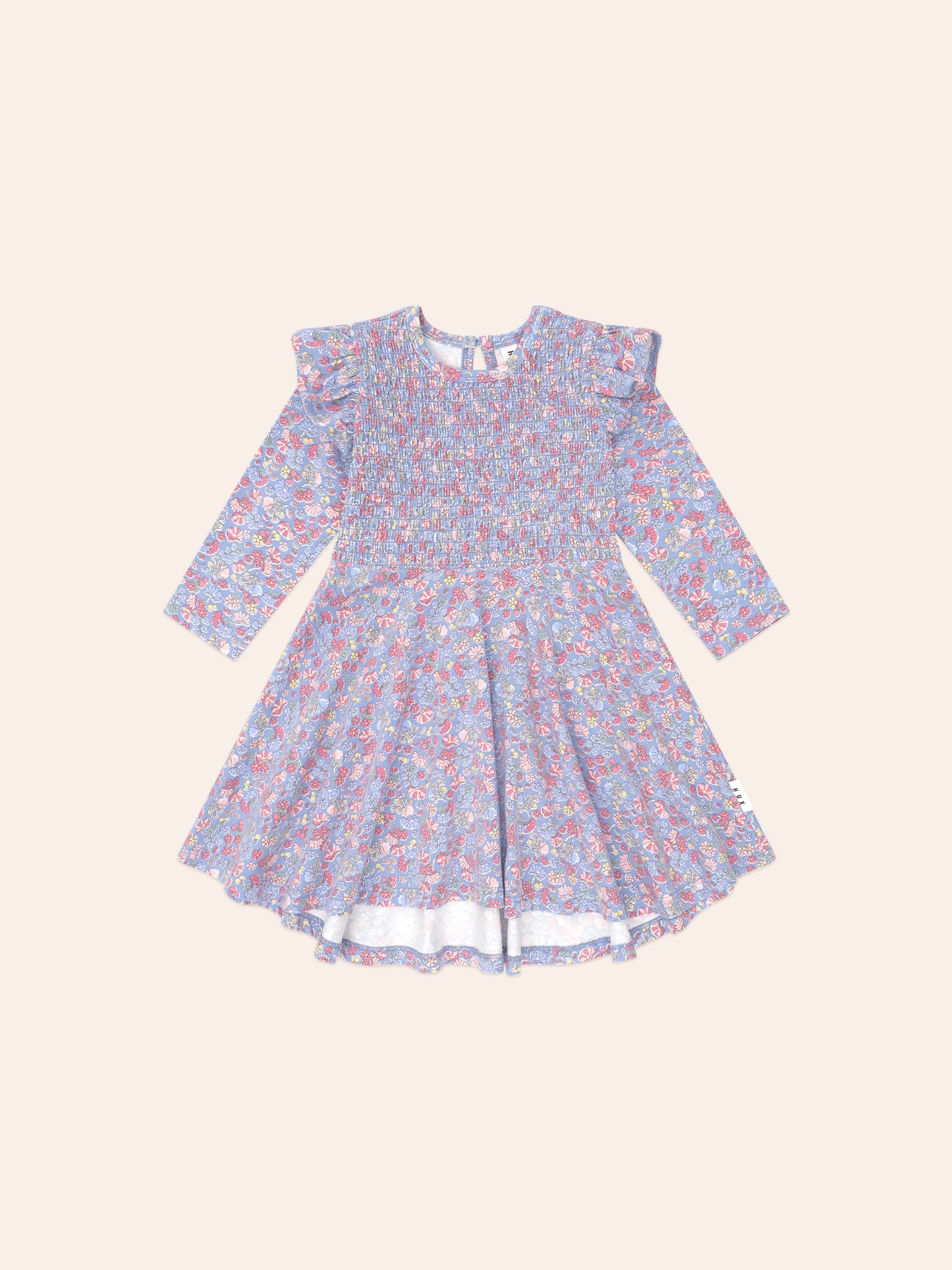 Huxbaby - Vintage Floral Shirred Long Sleeve Dress