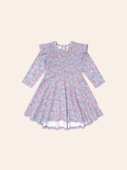 Huxbaby - Vintage Floral Shirred Long Sleeve Dress