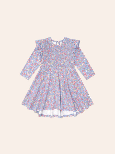 Huxbaby - Vintage Floral Shirred Long Sleeve Dress