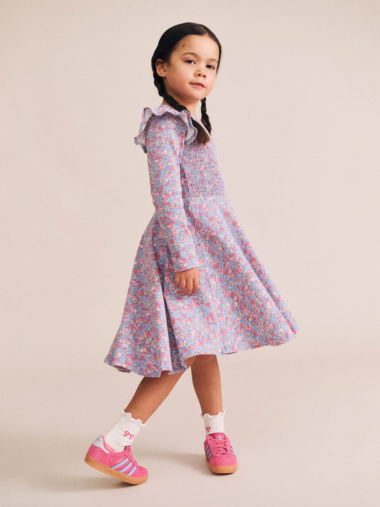 Huxbaby - Vintage Floral Shirred Long Sleeve Dress