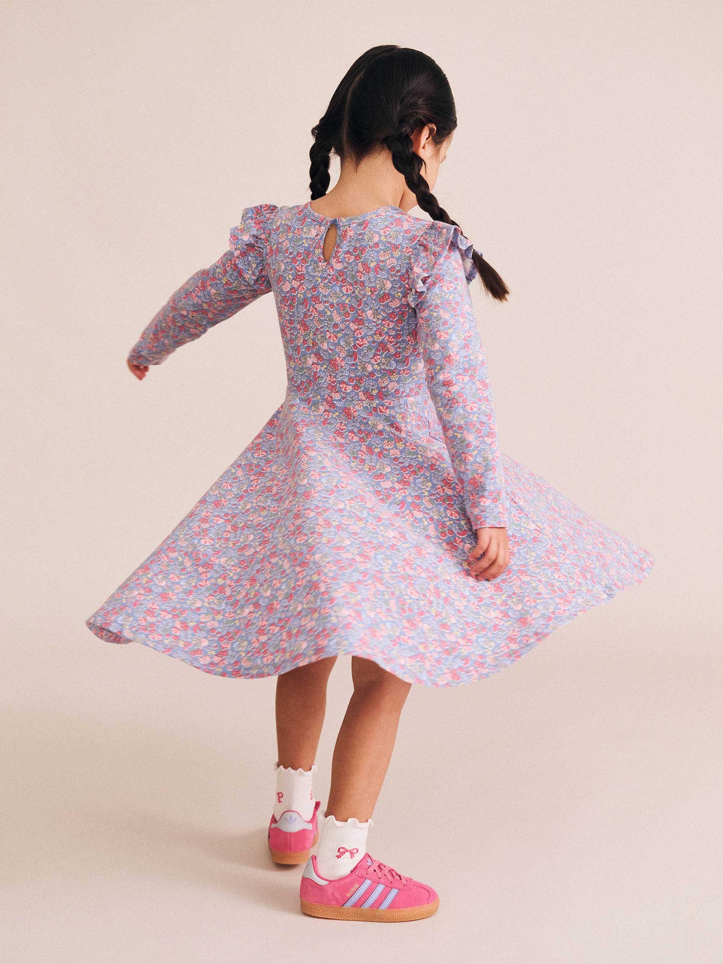 Huxbaby - Vintage Floral Shirred Long Sleeve Dress