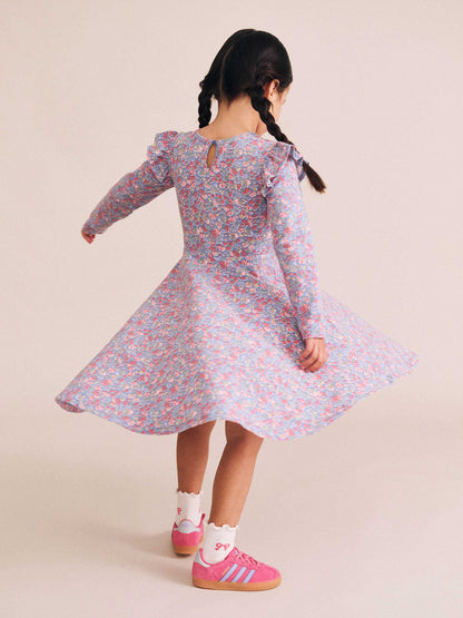 Huxbaby - Vintage Floral Shirred Long Sleeve Dress