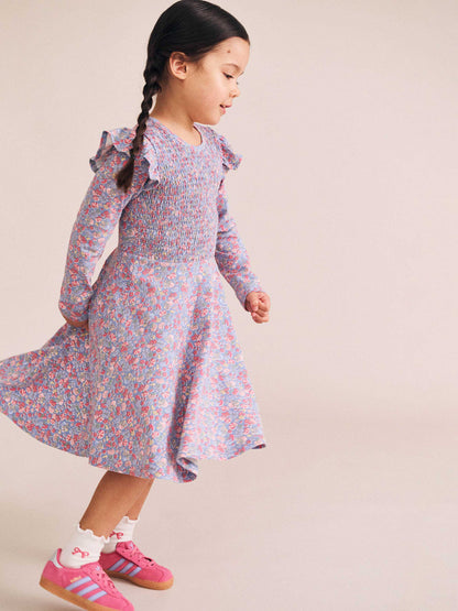 Huxbaby - Vintage Floral Shirred Long Sleeve Dress
