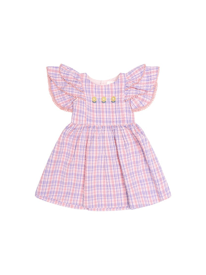 Huxbaby - Floral EMB Tropical Check Dress
