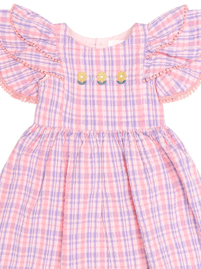 Huxbaby - Floral EMB Tropical Check Dress