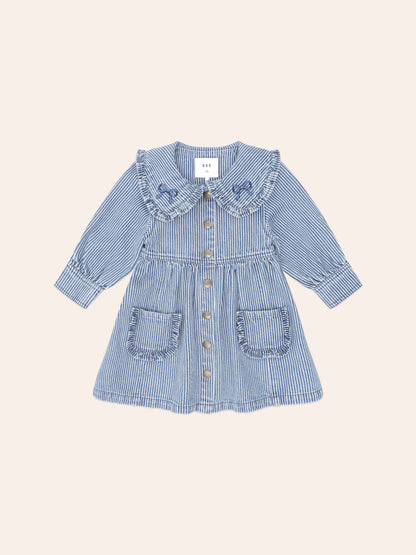 Huxbaby - Vintage Bow Collar Denim Dress