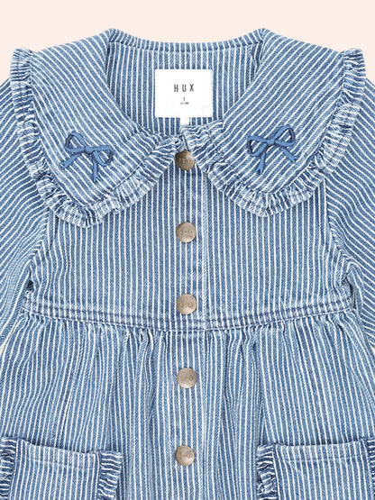 Huxbaby - Vintage Bow Collar Denim Dress