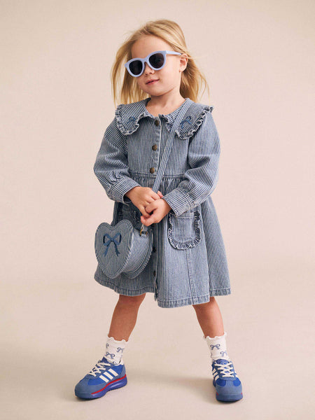 Huxbaby - Vintage Bow Collar Denim Dress