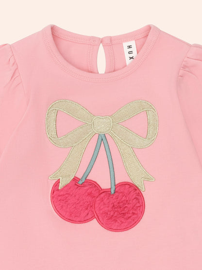Huxbaby - Cherry Bow Puff Sleeve Top