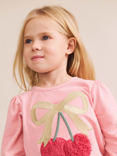 Huxbaby - Cherry Bow Puff Sleeve Top