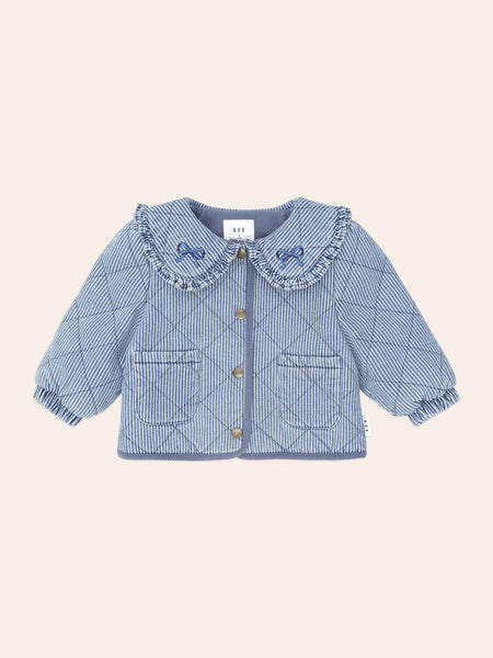 Huxbaby - Vintage Bow Collar Denim Jacket