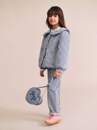 Huxbaby - Vintage Bow Collar Denim Jacket