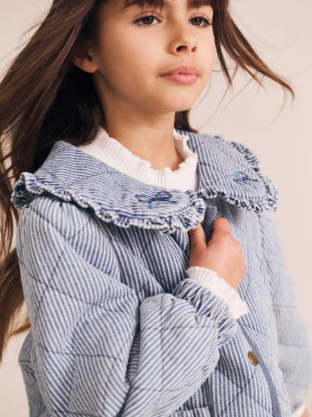 Huxbaby - Vintage Bow Collar Denim Jacket