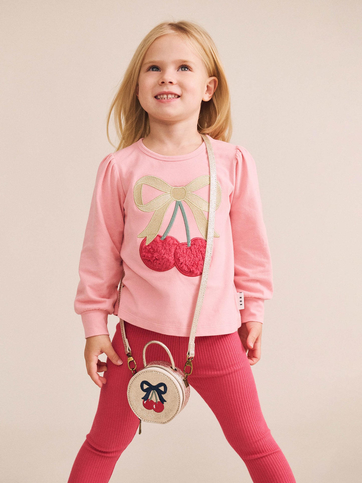 Huxbaby - Cherry Bow Puff Sleeve Top