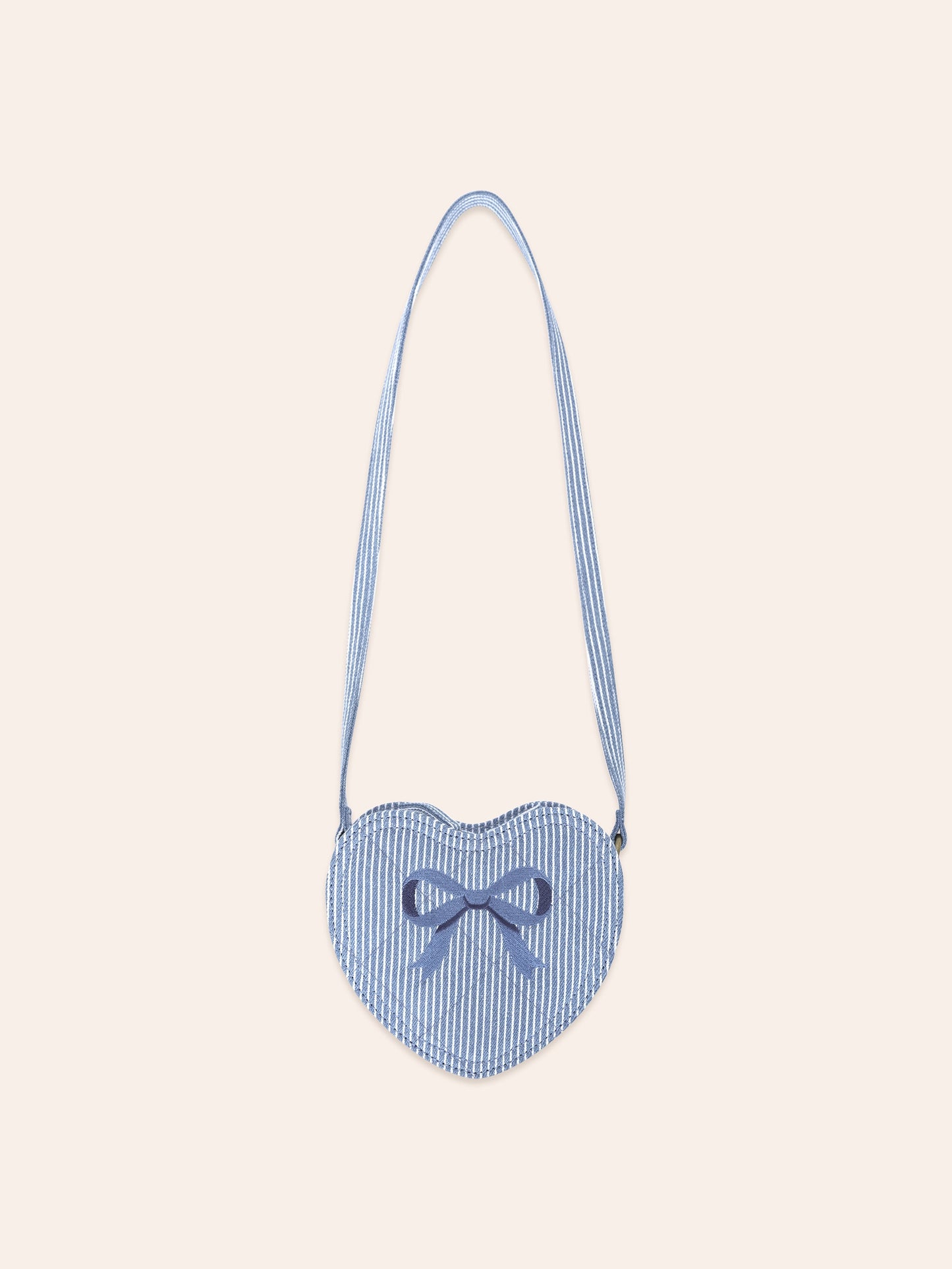Huxbaby - Stripe Denim Bow Heart Handbag