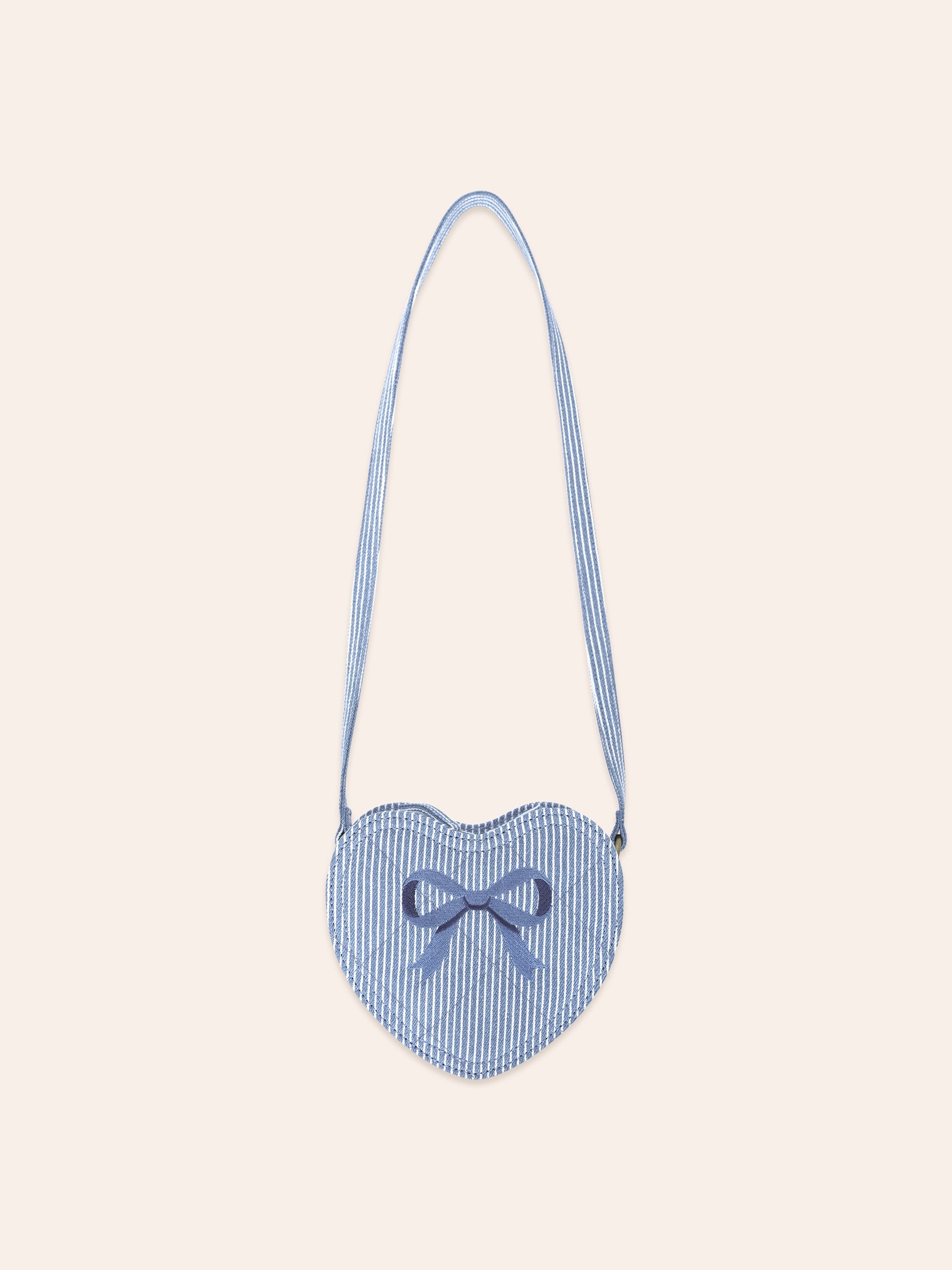 Huxbaby - Stripe Denim Bow Heart Handbag
