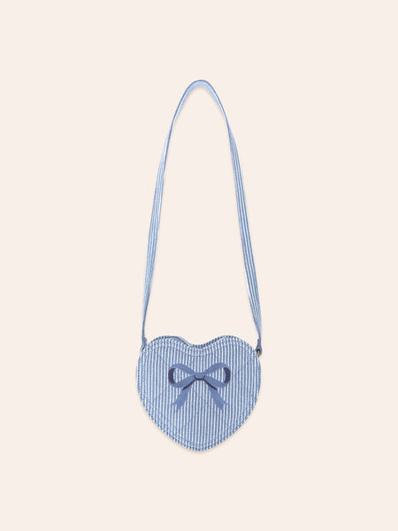 Huxbaby - Stripe Denim Bow Heart Handbag