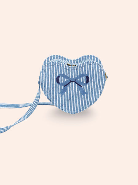 Huxbaby - Stripe Denim Bow Heart Handbag