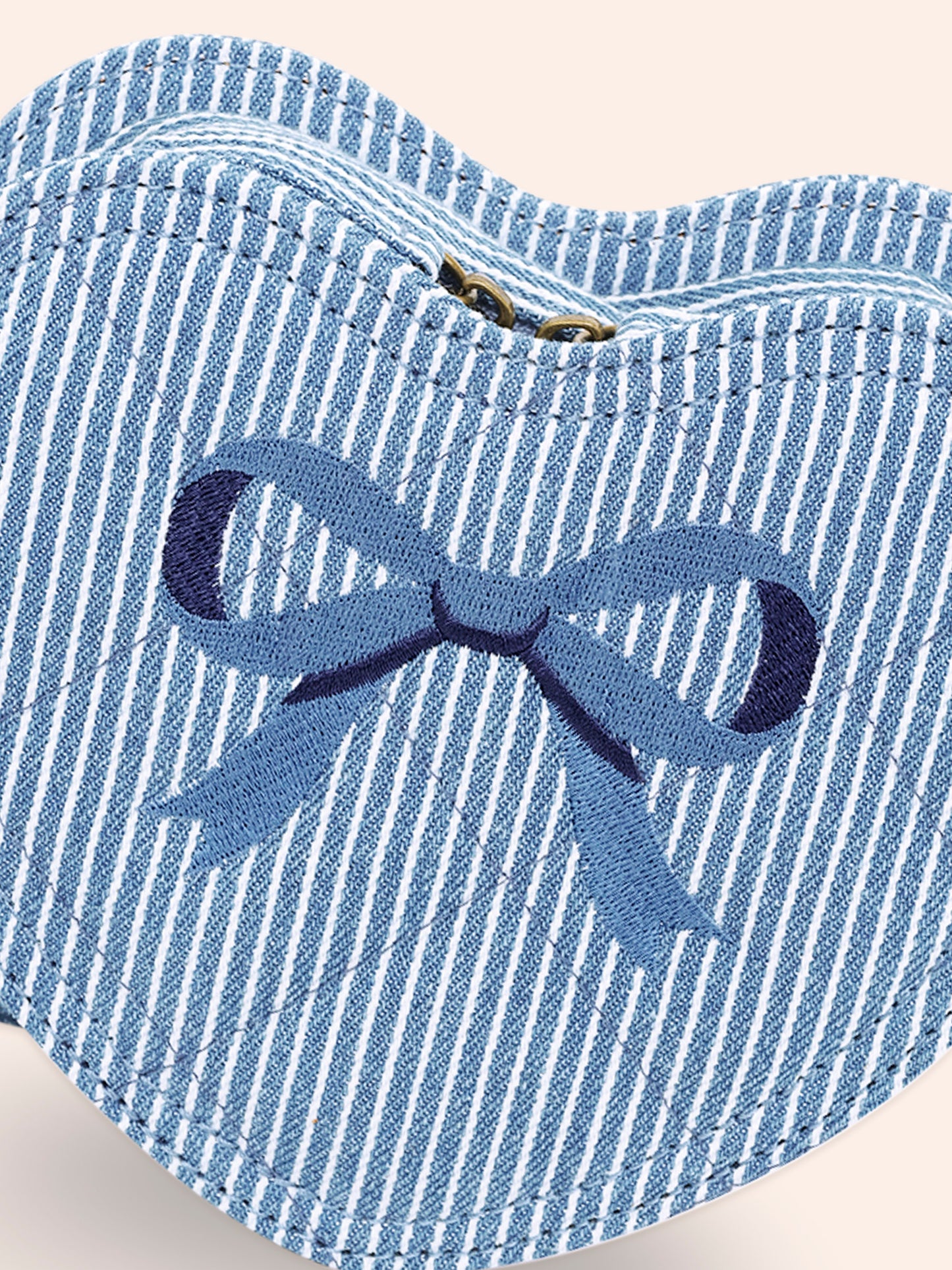 Huxbaby - Stripe Denim Bow Heart Handbag