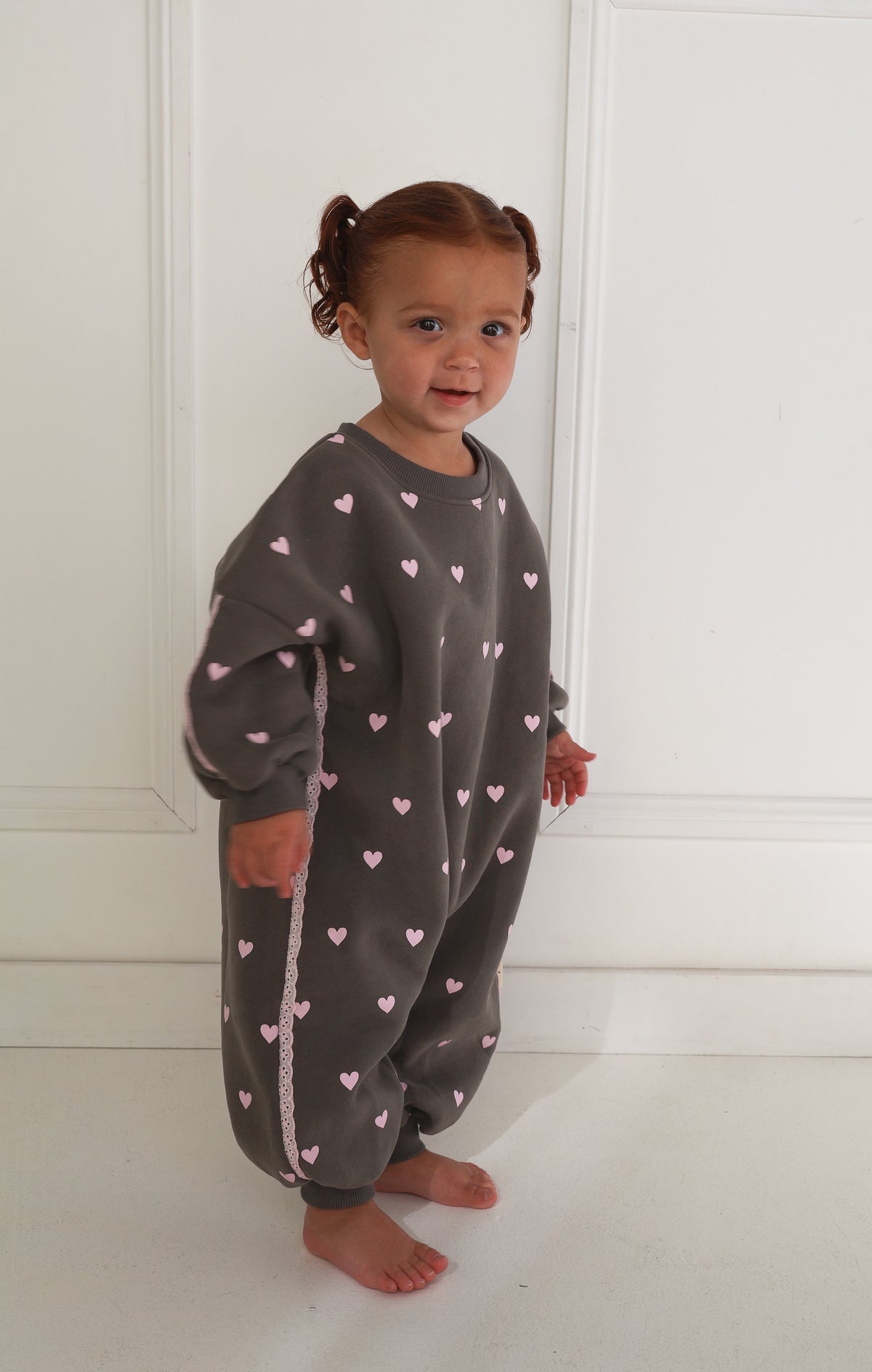 Myla Jane - Lover Romper / Charcoal / Baby Pink